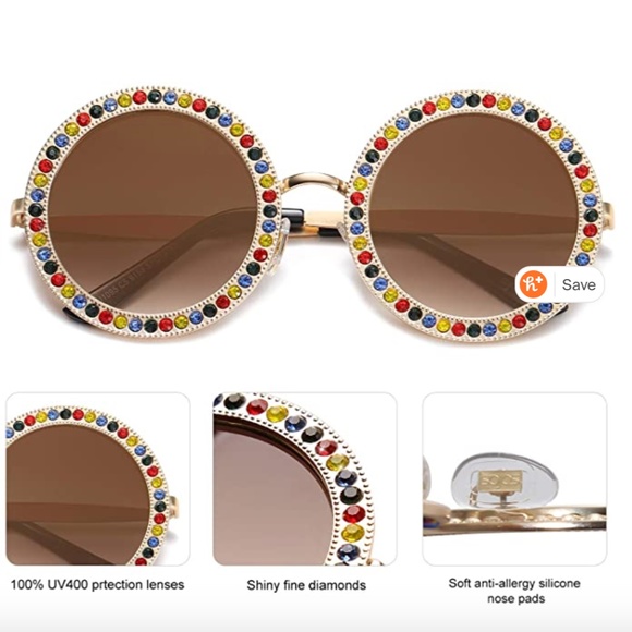 SOJOS Round Oversized Rhinestone Festival Sunglass - Picture 4 of 7